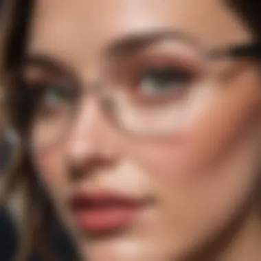 Close-up view of anti-slip nose pads on a stylish pair of glasses