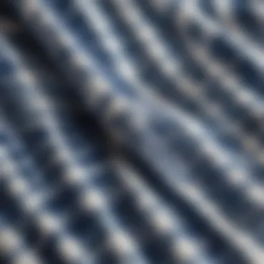 Close-up detail of buffalo check fabric showcasing its texture and pattern.