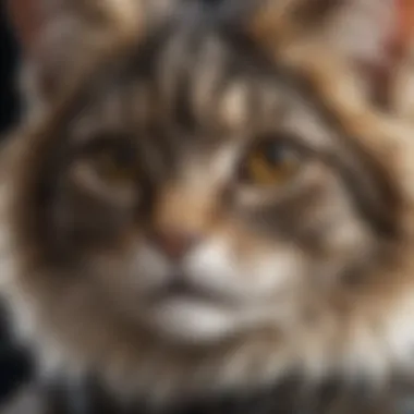 A detailed close-up of intricate cat furry costume textures