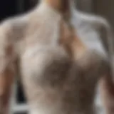 Intricate lace details of a vintage dress