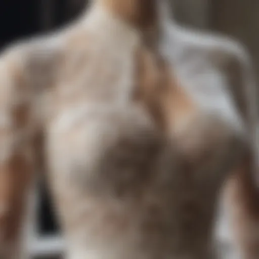 Intricate lace details of a vintage dress