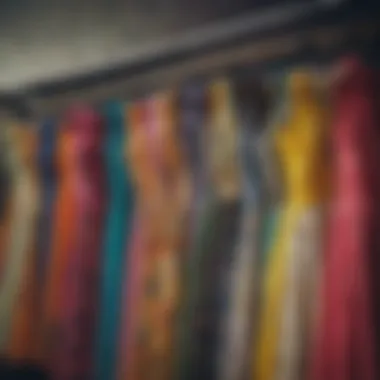A collection of colorful vintage dresses on display