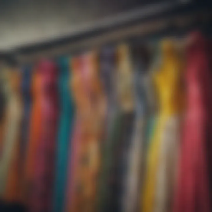 A collection of colorful vintage dresses on display