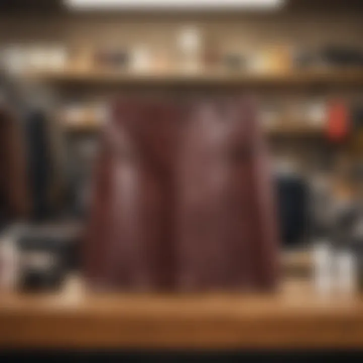 A well-maintained leather skirt displayed with care products, emphasizing sustainable fashion practices.