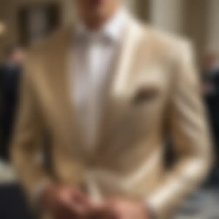 Stylish individual wearing a champagne suit jacket at a formal event