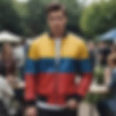 Versatile Styling at Social Gatherings Casual outfit featuring a colorblock jacket at a social event