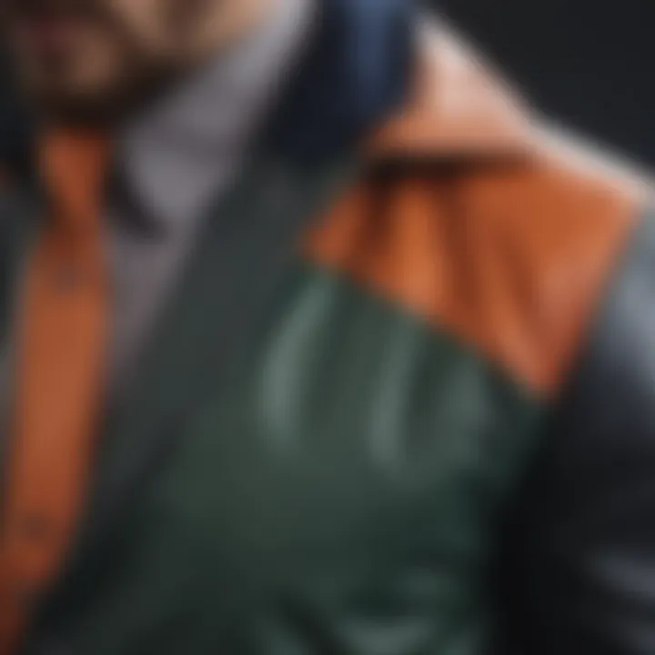 Close-up of fabric texture used in colorblock jackets