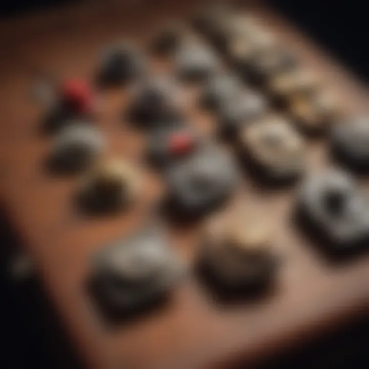 Historical display of vintage suitcase hat clips