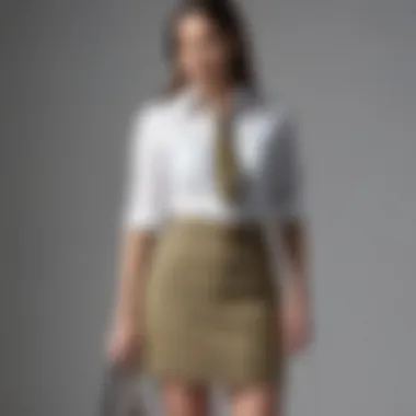 An array of accessories and styles to complement a khaki skirt uniform