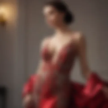 A Stunning Display of Color and Design Elegant plunging evening gown in a vibrant color
