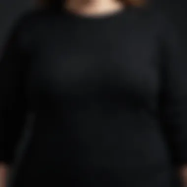 Close-up of fabric texture of a plus size black sweater dress