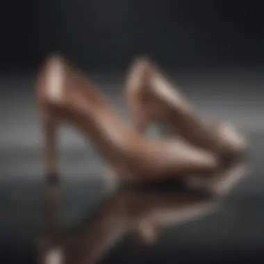 Close-up of luxurious materials used in square toe heels