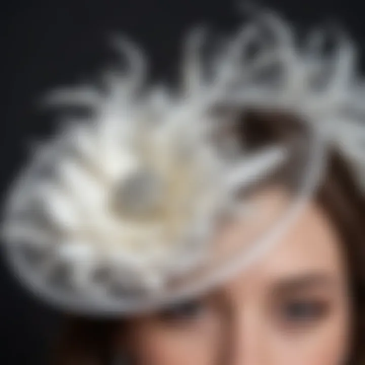 Close-up of intricate fascinator design