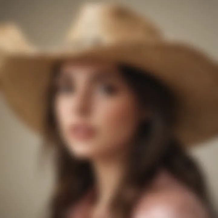 A fashionable straw cowgirl hat with sparkling embellishments