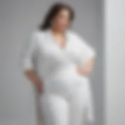 Elegant plus size all white outfit on display