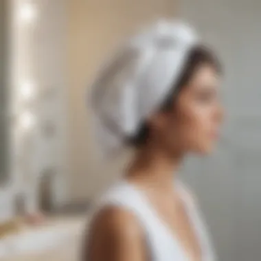 Stylish Placement of Hair Towel Luxurious water absorbent hair towel draping elegantly over a vanity